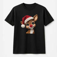 Adorable Crochet Reindeer T-Shirt, Reindeer Christmas Shirt, Holiday Graphic Tee, Festive Winter Reindeer Top, Xmas Present for Women and Men