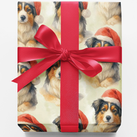 Aussie Dog Holiday Wrapping Paper, Australian Shepherd Christmas Gift Wrap, Adorable Pet Lover Gift Wrap, Christmas Dog Gift Wrapping Paper Roll