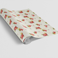 Festive Holiday Drink Gift Wrap Roll, Watercolor Christmas Cocktail Wrapping Paper, Seasonal Party Wrapping Paper, Xmas Gift Wrapping Paper