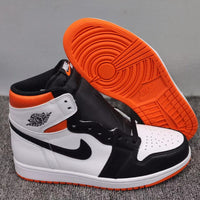 High Top Sneakers, Black White Orange Colorway, Lace Up Design, Casual Gift for Sneaker Fans