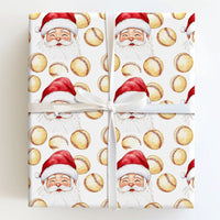 Baseball Christmas Gift Wrap, Watercolor Baseball Santa Wrapping Paper, Santa Head Holiday Wrapping Paper, Baseball Player Xmas Gift Wrap