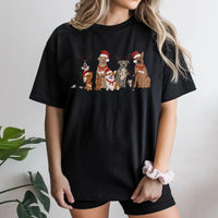 Santa Hat Puppies Holiday Shirt, Christmas Dogs T-Shirt, Adorable Holiday Dog Graphic Tee, Humorous Xmas Puppy Shirt, Dog Lover Mom Holiday Present