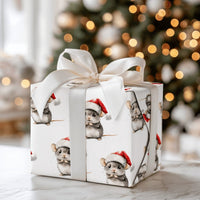 Santa Hat Chinchilla Gift Wrap, Chinchilla Christmas Wrapping Paper, Watercolor Animal Wrapping Paper, Adorable Pet Holiday Gift Wrap