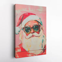 Sunglasses Santa Canvas Print, Cool Santa Claus Canvas Wall Art, Modern Christmas Canvas Decor, Retro Holiday Wall Art, Festive Present