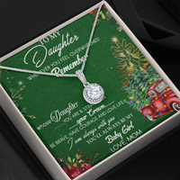Cubic Zirconia Pendant Necklace, To My Daughter Necklace from Mom, White Gold Stainless Steel, Christmas Birthday Daughter Jewelry