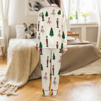 Ballerina Tree Pajama Set, Nutcracker Christmas Satin Pajamas, Holiday Button-Up Sleepwear, Festive Winter Loungewear, Xmas Present for Her