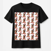 Christmas Graphic Shirt, Retro Santa Hat Pattern T-Shirt, Festive Santa Claus Holiday Tee, Adorable Vintage Christmas Pattern T-Shirt, Xmas Present