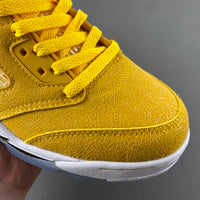 Retro Low Top Sneakers, Yellow Colorway, Cracked Pattern, Lace Up Design, Casual Gift for Sneaker Fans