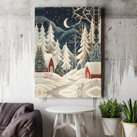 Snowy Winter Forest Canvas, Christmas Village Canvas Wall Art, Comfy Night Landscape Print, Holiday Christmas Canvas, Winter Home Decor Present