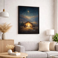 Star of Bethlehem Wall Art Canvas, Holy Night Nativity Scene Canvas Print, Christian Christmas Canvas, Religious Holiday Home Decor Present