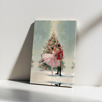 Ballerina and Prince Christmas Canvas Print, Nutcracker Ballet Canvas Art, Holiday Tree Wall Art, Christmas Ballet Canvas, Dance Lover Present