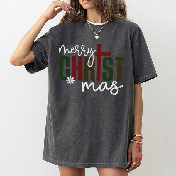 Religious Christmas Faith Shirt, Merry Christ-mas Cross T-Shirt, Christian Holiday Graphic Tee, Christian Christmas T-Shirt, 
