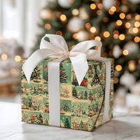Retro Holiday Collage Gift Wrap, Vintage Christmas Wrapping Paper, Mid Century Wrapping Paper, Nostalgic Gift Wrap Roll