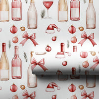 Santa Hat Wine Bottle Gift Wrap, Christmas Wine Wrapping Paper, Holiday Wine Lover Wrapping Paper, Festive Winter Drinks Gift Wrap Roll