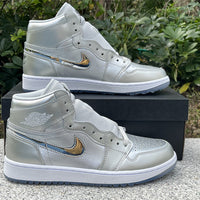 High Top Golf Shoes, White Silver Colorway, Lace Up Design, Casual Gift for Shoe Lovers