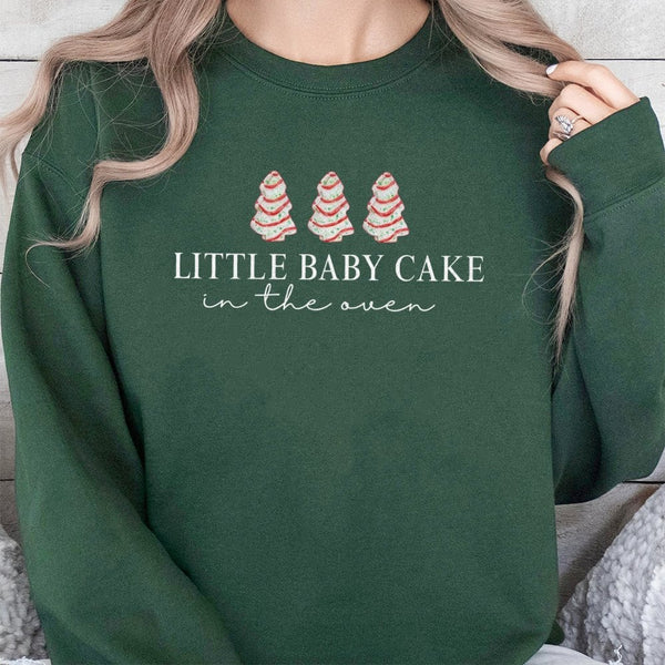 Adorable Christmas Cake Pregnancy Sweater, Baby Cake in the Oven Sweatshirt, Holiday Baby Announcement Crewneck, Mom to Be Ba