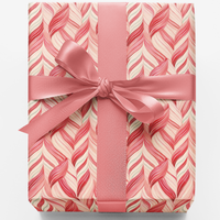 Abstract Red Pink Herringbone Gift Wrap, Candy Cane Wrapping Paper, Holiday Wrapping Paper Roll, Xmas Present Paper, Christmas Gift Wrap