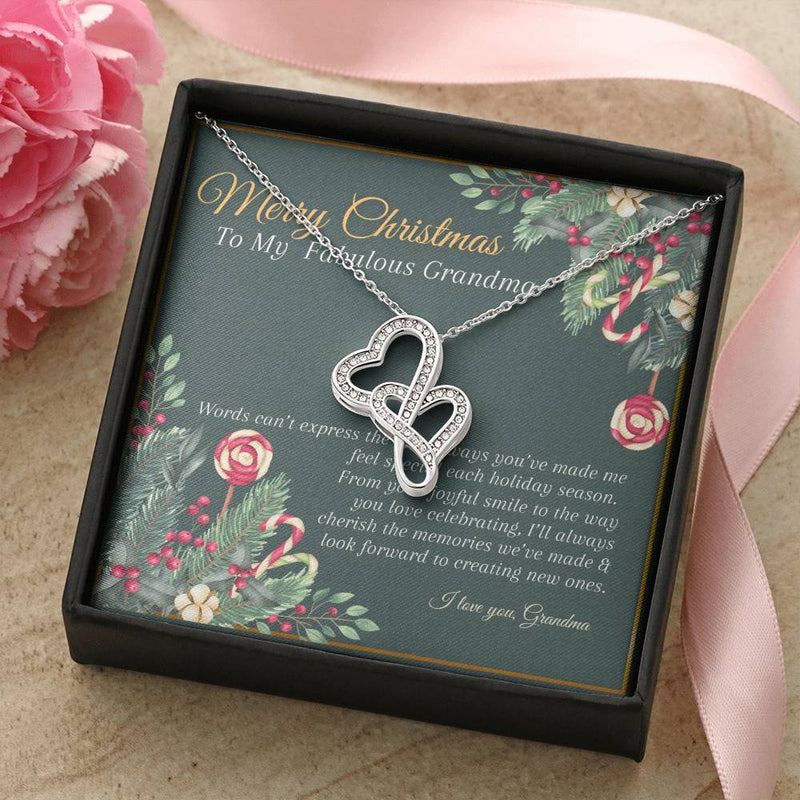 Intertwined Crystal Hearts, Double Heart Pendant Necklace, Sparkling Heart Necklace, Meaningful Christmas Present for Grandma, Love Jewelry