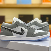 Low Top Sneakers, White Gray Colorway, Lace Up Design, Casual Gift for Sneaker Fans