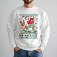 Humorous Reindeer Golfer Sweater, Golf Santa Christmas Sweatshirt, Holiday Golfing Graphic Crewneck, Ugly Christmas Golfer Pullover Present
