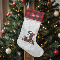 Personalized Letter J Xmas Stocking, Monogram Letter J Christmas Stocking, Custom Name Christmas Stocking, Festive Holiday Decor Stocking