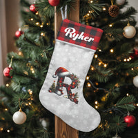 Buffalo Plaid Holiday Stocking, Personalized Monogram R Christmas Stocking, Custom Initial Christmas Stocking, Family Mantel Decor Present