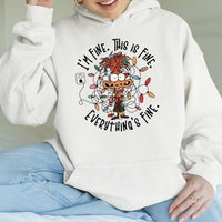 Humorous Christmas Lights Graphic Sweatshirt, This Is Fine Christmas Hoodie, Stressed Adult Xmas Pullover, Sarcastic Holiday Season Present