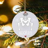 Humorous Medical Anatomy Ceramic Ornament, Hip Hip Hooray Skeleton Christmas Ornament, Nurse Doctor Holiday Tree Ornament, Med Student Present