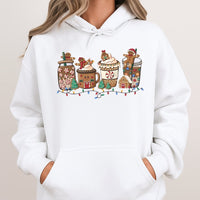 Adorable Christmas Coffee Hooded Sweatshirt, Gingerbread Hot Cocoa Hoodie, Comfy Holiday Hoodie, Festive Winter Pullover Hoodie, Xmas Present