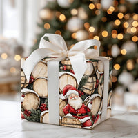 Rustic Holiday Bourbon Gift Wrap, Santa Whiskey Barrel Christmas Wrapping Paper, Vintage Santa Claus Wrapping Paper