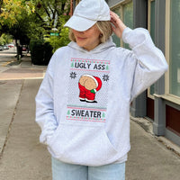 Humorous Santa Mooning Graphic Sweatshirt, Ugly Christmas Hoodie, Naughty Xmas Party Pullover, Humor Holiday Winter Present