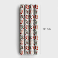 Holly Berry Gift Wrap, Santa Claus Christmas Wrapping Paper, Festive Xmas Present Wrap, Holiday Kids Wrapping Paper, Seasonal Gift Wrap