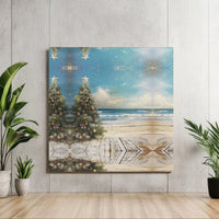 Beach Ocean View Holiday Wall Art, Coastal Christmas Tree Canvas, Nautical Christmas Canvas Print, Coastal Home Decor Beach Lover Present