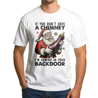 Inappropriate Eggplant Joke Christmas Tee, Humorous Santa T-Shirt, Rude Adult Xmas Graphic Shirt, Dirty Humor Holiday Present for Him Tee
