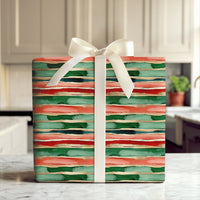 Modern Watercolor Holiday Gift Wrap, Abstract Brushstroke Christmas Wrapping Paper, Festive Stripe Wrapping Paper, Elegant Gift Wrap Roll
