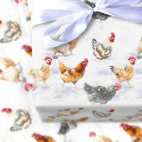 Watercolor Farm Animal Gift Wrap, Chicken Christmas Wrapping Paper, Winter Rooster Wrapping Paper, Rustic Holiday Gift Wrap, Farm Xmas Roll