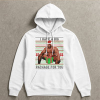 Humorous Adult Meme Holiday Sweatshirt, Big Package Ugly Christmas Hoodie, Sarcastic Dirty Santa Gag Present Pullover, Naughty Xmas Hoodie