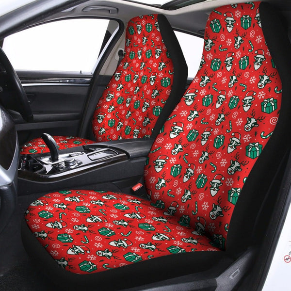 Santa Highland Cow Holiday Seat Cover Set, Christmas Cow Car Seat Covers, Festive Front Car Seat Cover, Xmas Vehicle Seat Pro