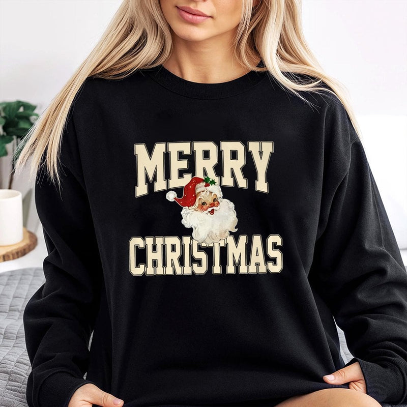 Retro St Nick Graphic Sweater, Vintage Merry Christmas Santa Sweatshirt, Nostalgic Holiday Crewneck, Winter Season Pullover Present