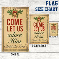 Religious Nativity Yard Flag, Come Let Us Adore Him Christmas Garden Flag, Double-Sided Winter Lawn Flag, Holiday Decor