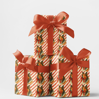 Candy Cane Puppy Gift Wrap, Collie Dog Christmas Wrapping Paper, Holiday Striped Dog Wrapping Paper, Festive Winter Gift Wrap