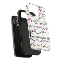Holiday String Light Pattern Cover, Christmas Lights iPhone Case, Dual Layer Polycarbonate Case, Festive Winter Xmas Aesthetic Case
