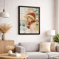 Vintage Winter Cat Wall Art, Victorian Girl with Cat Wall Art, Antique Christmas Wall Art, Holiday Home Decor, Printable Digital Download