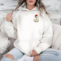 Adorable Spooky Santa Ghost Hooded Sweatshirt, Christmas Ghost Hoodie, Festive Xmas Season Pullover, Comfy Winter Holiday Ghost Hoodie
