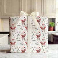 Musical Holiday Gift Wrap, Singing Santa Christmas Wrapping Paper, Watercolor Santa Claus Gift Wrap, Festive Xmas Roll Wrapping Paper