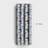 Snowy Holiday Scene Gift Wrap, Christmas Tree Farm Wrapping Paper, Watercolor Christmas Wrapping Paper, Nostalgic Winter Gift Wrap Roll