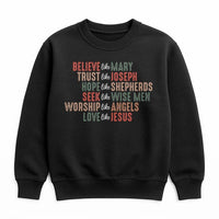Christian Christmas Sweatshirt, Believe Like Mary Christmas Sweatshirt, Religious Holiday Crewneck, Faith Graphic Sweatshirt, Xmas Present