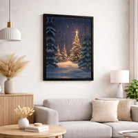 Snowy Winter Forest Canvas Print, Christmas Tree Canvas Wall Art, Rustic Holiday Landscape Canvas, Winter Pine Wall Decor, Christmas Present