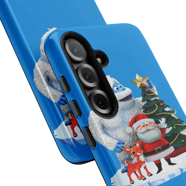 Classic Holiday Cartoon Scene Phone Cover, Christmas Cartoon Phone Case, Winter Xmas Tough Phone Case, Festive Present