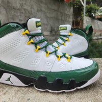 High Top Sneakers, White Green Colorway, Lace Up Design, Casual Gift for Sneaker Fans
